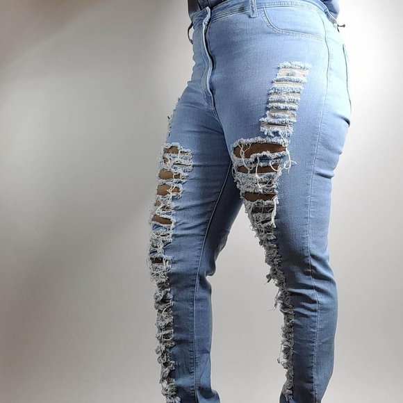 Women These Distressed Jeans Will High Waisted Skinny Jeans Blue Size UK 28" - Picture 3 of 4